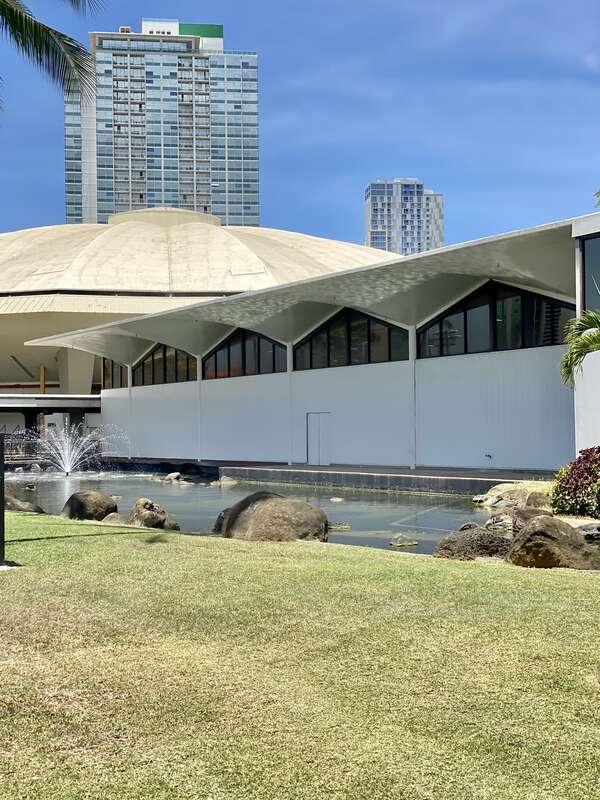 Completed in 1964, this Modern convention center was designed by Merril, Simms &amp;amp; Roehrig as part of a larger cultural and convention complex known as the Honolulu International Center until 1976, when it was renamed in honor of former Honolulu