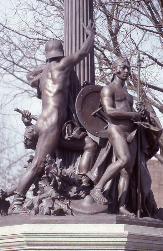 Bronze statue on stone pedestal, Newark's official memorial to each of the 20,863 soldiers and sailors of World War I.