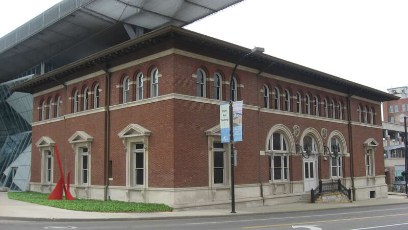 Front of the Old Akron Post Office (now home to the Akron Art Museum), located at 70 E. Market Street (State Routes 18/162) in Akron, Ohio, United States.  Built in 1895, it is listed on the National Register of Historic Places, and it is part of a