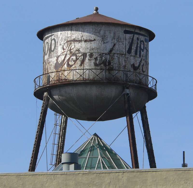 Water tower atop Omaha Ford Assembly Plant, now the TipTop Apartments, located at 1514-1524 Cunningham in Omaha, Nebraska.