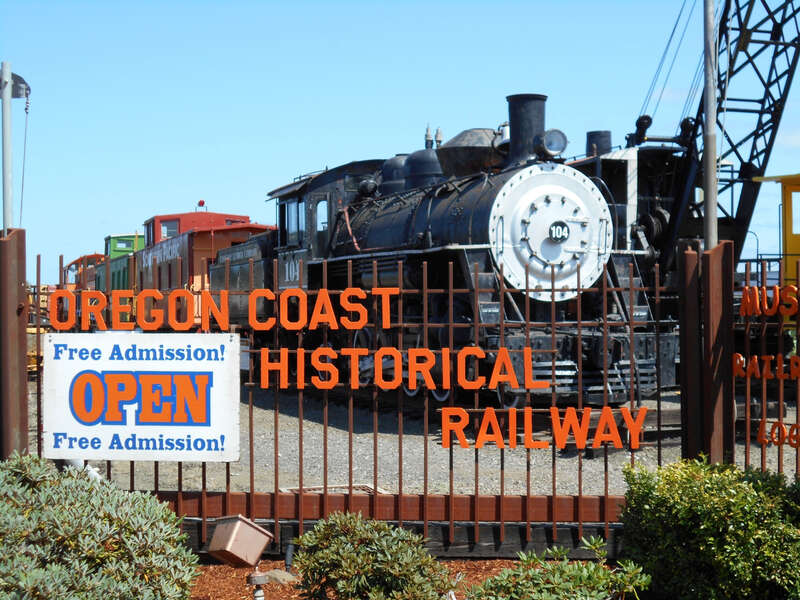 Locomotive #104, the last steam engine used on logging railroads in the area, on display in Coos Bay, Oregon in 2015