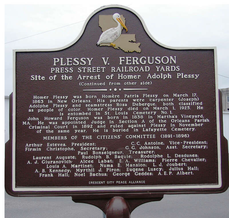 This is the back side of the Plessy v. Ferguson marker installed Feb. 12, 2009.