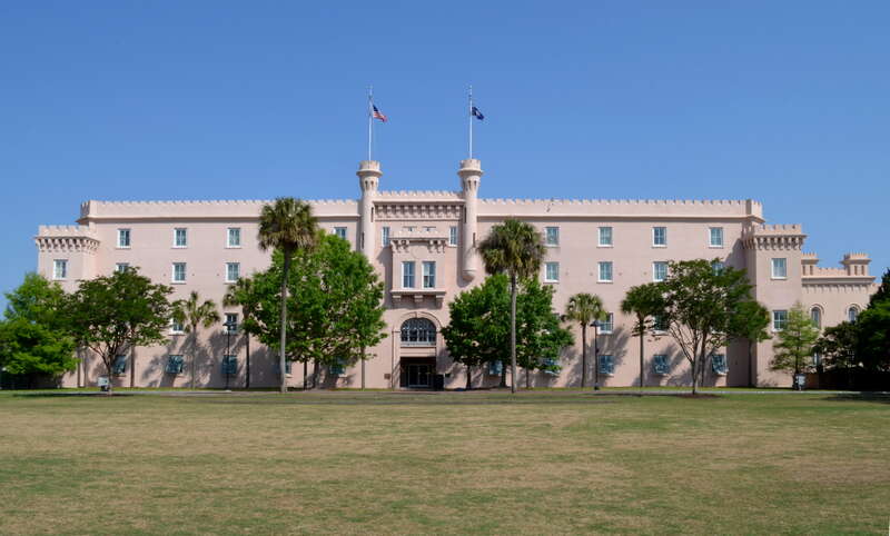 The South Carolina State Arsenal from Marion Square in Charleston, South Carolina.