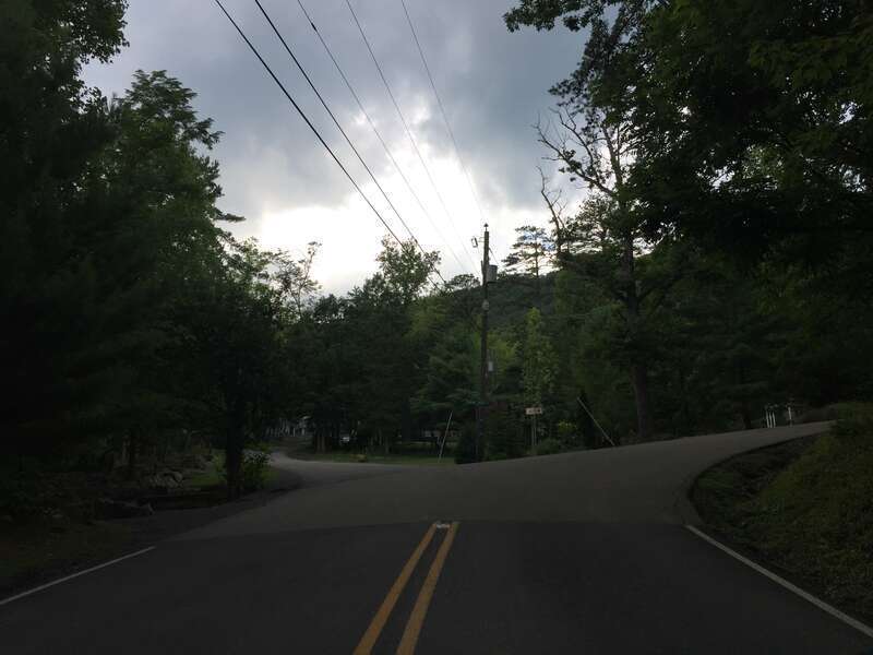 View west at the west end of Virginia State Route 263 (Orkney Grade) at Shrine Mont Circle in Orkney Springs, Shenandoah County, Virginia
