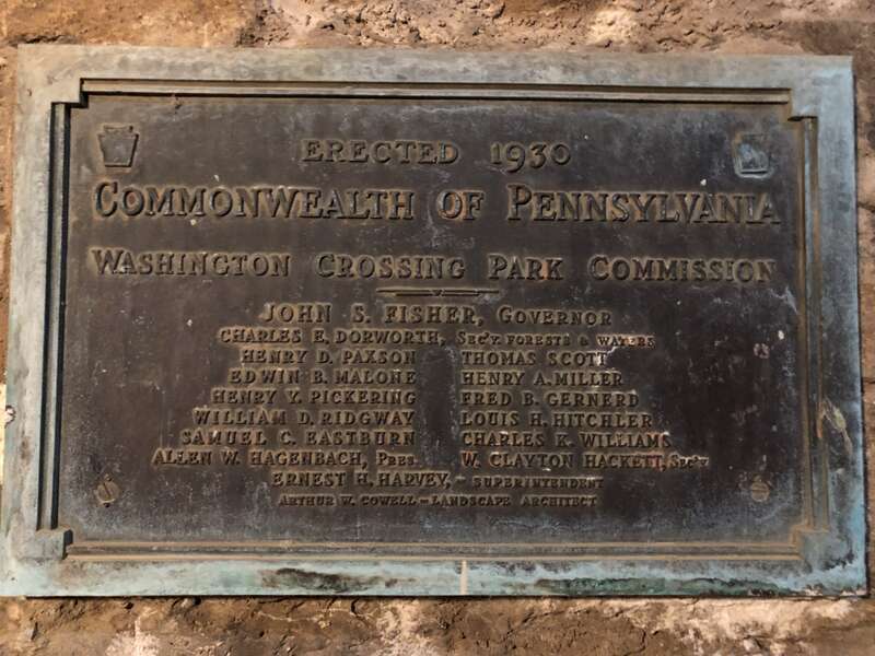 Plaque within the base of Bowman's Hill Tower in Upper Makefield Township, Bucks County, Pennsylvania