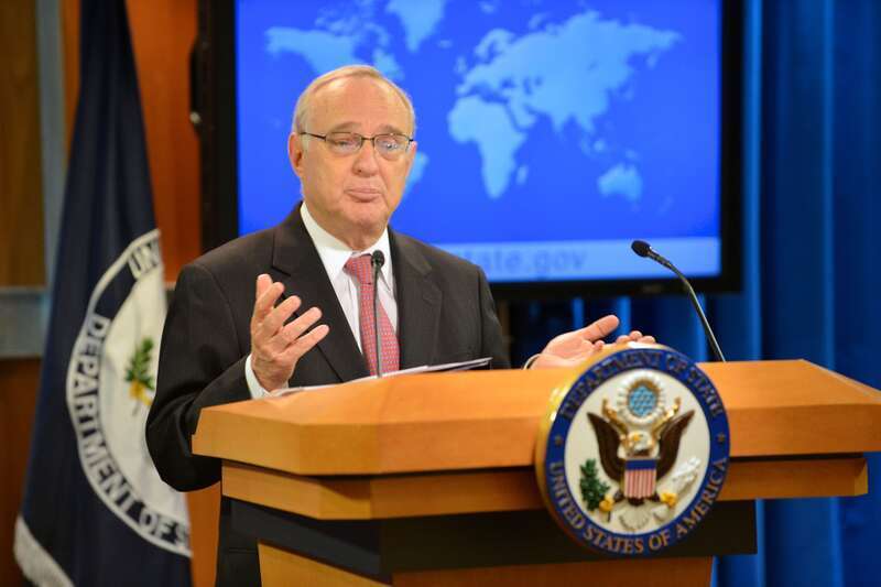 Ambassador-at-Large for International Religious Freedom David Saperstein delivers remarks at the release of the 2014 Report on International Religious Freedom, at the U.S. Department of State in Washington, D.C., on October 14, 2015. [State