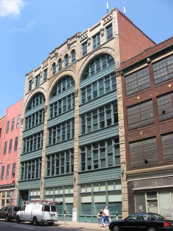 Front of the Byrnes &amp;amp; Kiefer Building, located at 1127-1133 Penn Avenue in the Strip District neighborhood of Pittsburgh, Pennsylvania, United States.  Built in 1892, it is listed on the National Register of Historic Places.