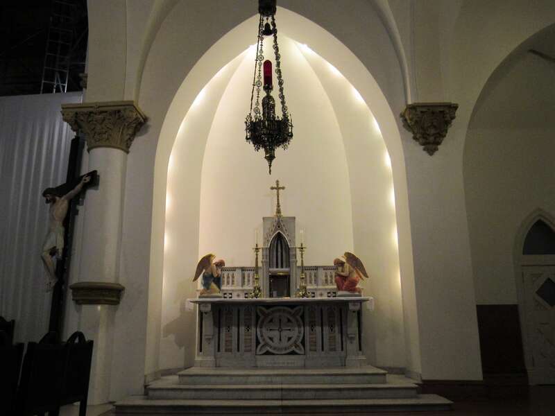 The tabernacle in the Cathedral Shrine of the Virgin of Guadalupe in Dallas,Texas.  The cathedral was undergoing renovations at the time so the Blessed Sacrament had been removed.