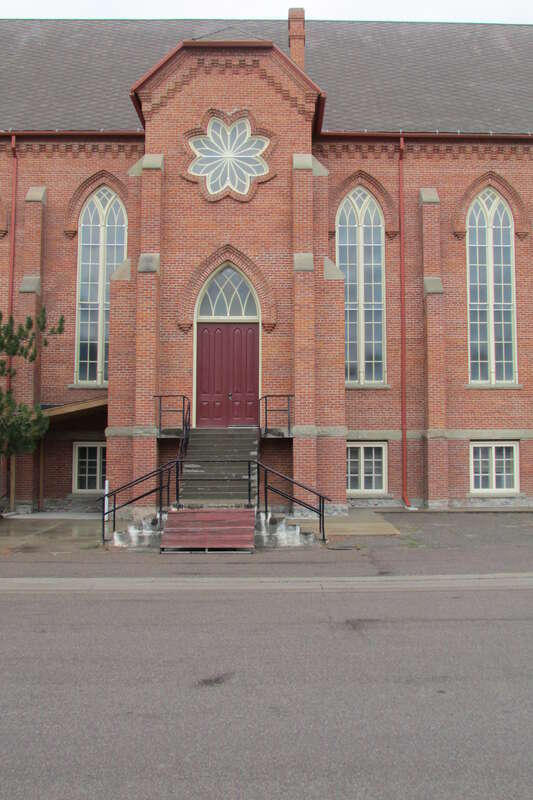 South face of the St. Ignatius Mission in St. Ignatius, Montana on the Flathead Reservation.
