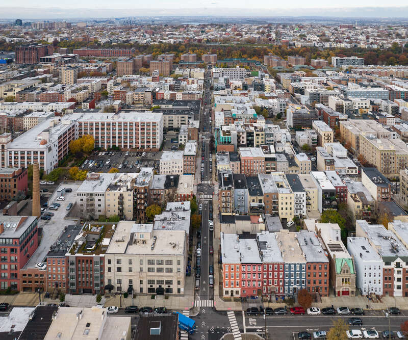 View to the west, Hoboken, New Jersey.