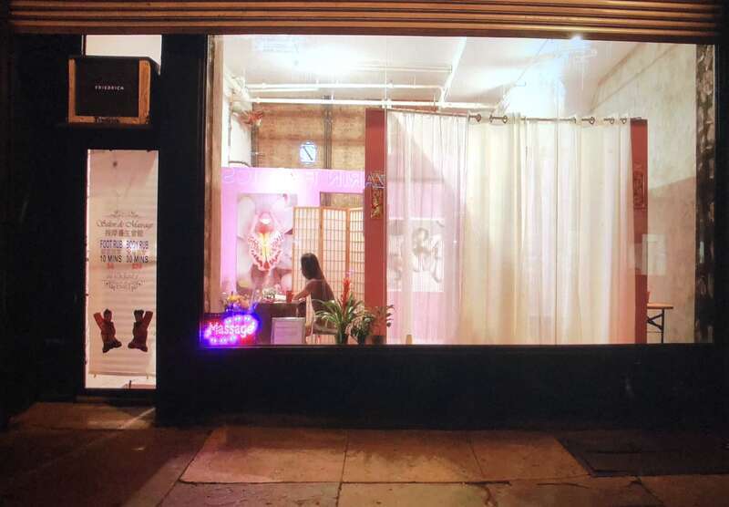 Installation view of Salon de Mass-age