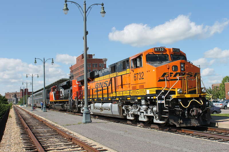 The display train at Memphis Central Station for National Train Day.