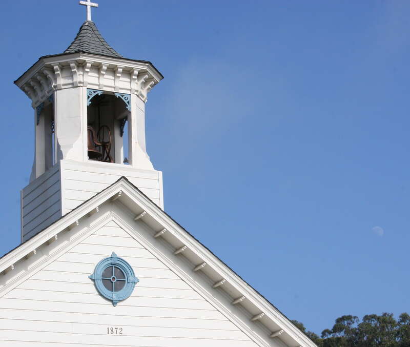 Front of the Methodist Episcopal Church at Half Moon Bay, located at 777 Miramontes Street in Half Moon Bay, California, United States.  Built in 1872, it is listed on the National Register of Historic Places.