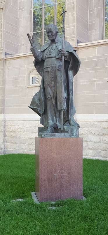 Statue of Saint John Paul II at the Cathedral Basilica of the Immaculate Conception in Denver Colorado