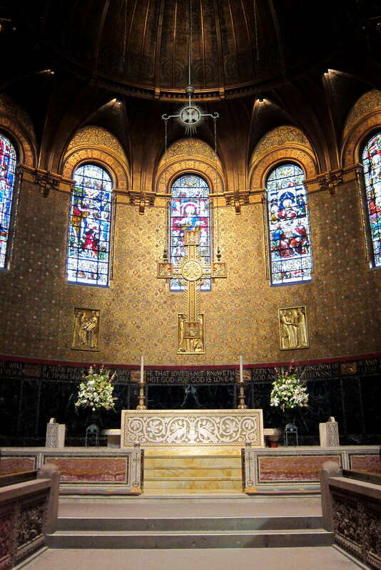 Trinity Church located at 206 Clarendon Street on Copley Square in Boston, Massachusetts. Designed by Henry Hobson Richardson and completed in 1877, the church is considered the birthplace and archetype of the Richardsonian Romanesque architectural