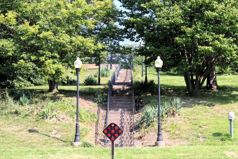 The stairs that climb a steep river bluff in the place of Western Avenue in Davenport, Iowa.