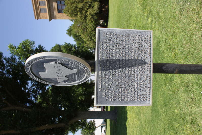 Built in 1929-30 in response to the need for a larger courthouse after the discovery of oil in the county in 1926, this replaced a 1910 structure on the same site. Designed by architect David Castle, the four-story classical revival/beaux arts