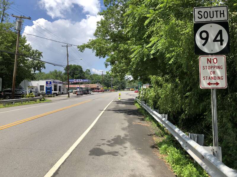 View south along New Jersey State Route 94 just north of Carhart Street in Blairstown Township, Warren County, New Jersey