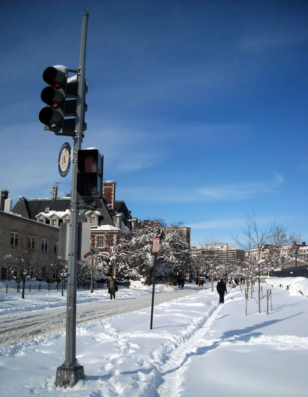 The 1500 block of 20th Street, N.W., (as viewed from Massachusetts Avenue, N.W.) in the Dupont Circle neighborhood of Washington, D.C., following the North American blizzard of 2010.