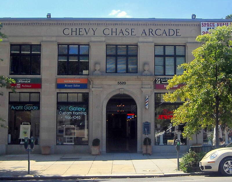 The Chevy Chase Arcade located at 5520 Connecticut Avenue, NW in the Chevy Chase neighborhood of Washington, D.C. Designed by Louis R. Moss in 1925, the Classical Revival building was added to the National Register of Historic Places in 2003.
