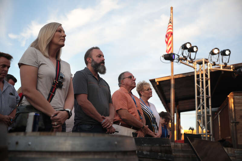 Supporters of Kari Lake at a &quot;Back the Blue&quot; campaign rally at Frontier Town in Cave Creek, Arizona.

Please attribute to Gage Skidmore if used elsewhere.