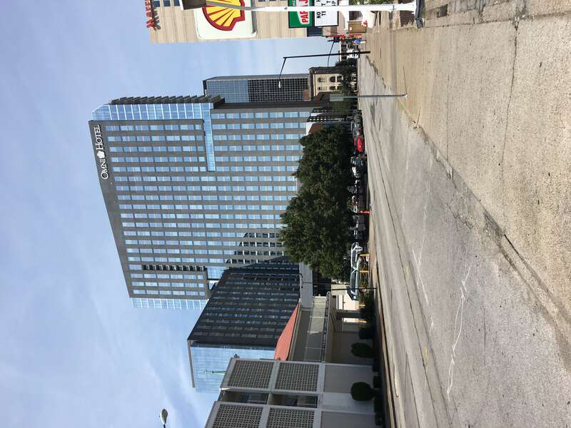 The Omni Hotel in downtown Louisville, Kentucky viewed from the east along West Liberty Street