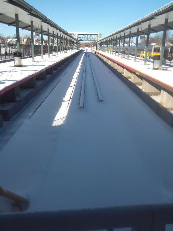Long Island Rail Road employees cleared snow at Hempstead after the blizzard of February 8-9, 2013 dropped up to 30&quot; of snow across the region.

Photo: MTA Long Island Rail Road.