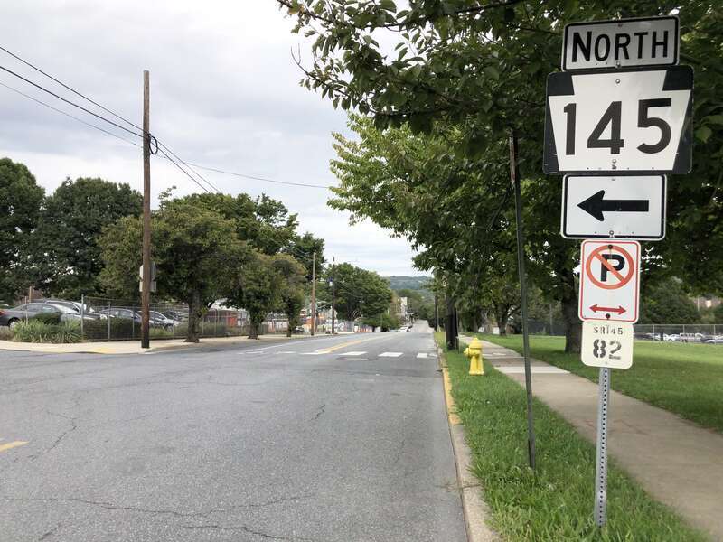 View north along Pennsylvania State Route 145 (Union Street) just south of Sixth Street in Allentown, Lehigh County, Pennsylvania