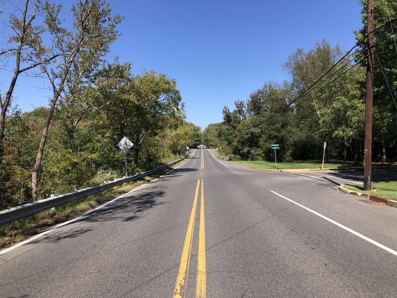 View north along Mercer County Route 539 (North Main Street) between Garden View Terrace and Saint James Place in East Windsor Township, Mercer County, New Jersey