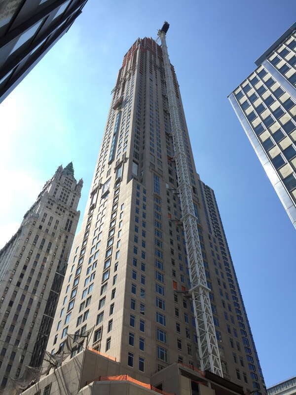 30 Park Place is a residential high-rise building in the Tribeca neighborhood of New York City, New York. Photographed, while under construction, on June 10, 2015 by Quercus montana