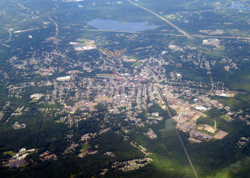 Aerial view of Attleboro, Massachusetts in July 2019