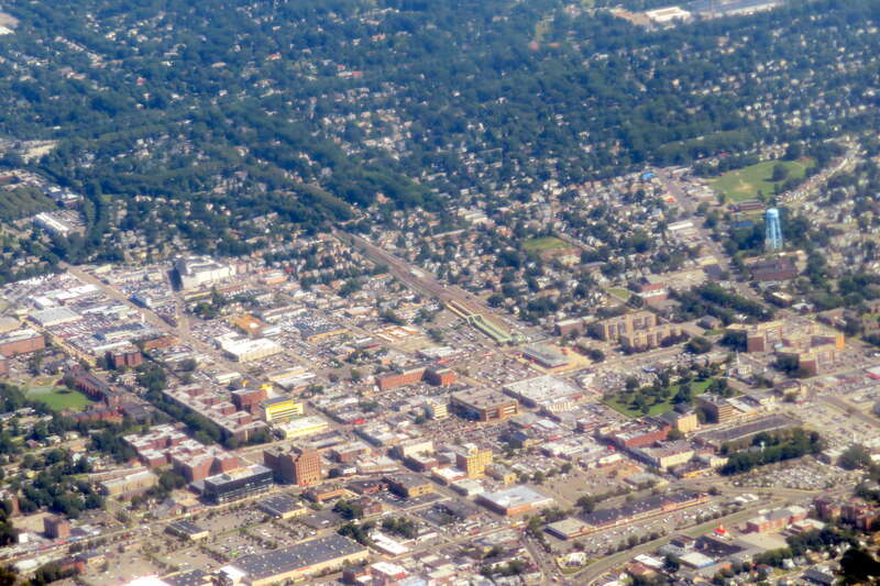 Aerial view of Hempstead, New York in July 2019