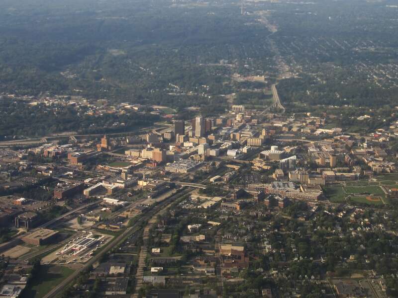Taken on approach to the Akron-Canton Regional Airport in Ohio. Taken on approach to the Akron-Canton Regional Airport in Ohio. Akron is the fifth largest city in Ohio and is the county seat of Summit County. It is located in the Great Lakes region