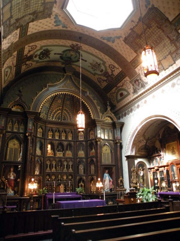 The altar in Saint Anthony's Chapel (Shrine of Saint Anthony of Padua) located at 1700 Harpster Street in the Troy Hill neighborhood of Pittsburgh, Pennsylvania.  The chapel was built from 1880 to 1892, and is on the List of Pittsburgh Landmarks