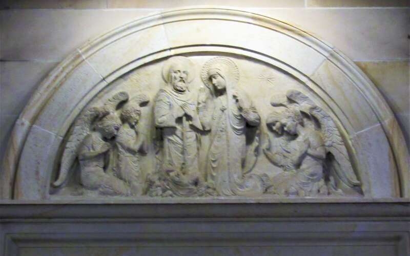One of the tympanums in the Basilica of the Immaculate Conception in Waterbury, Connecticut.