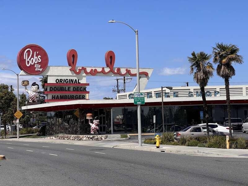 Exterior of Bob's Big Boy Broiler in Downey, California, originally known as Johnie's Broiler.
