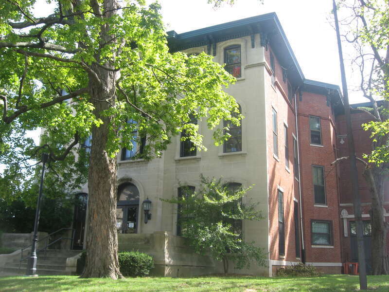Front of the Brandeis House, located at 310 E. Broadway (U.S. Route 150) in Louisville, Kentucky, United States.  Built in 1864, it is listed on the National Register of Historic Places.
