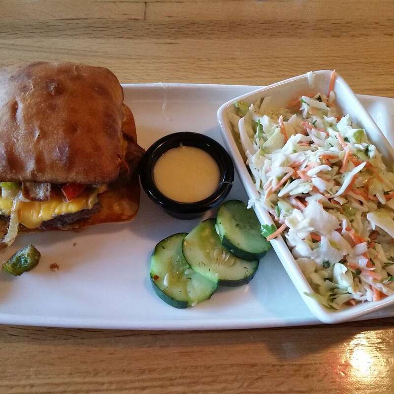 Brew Pub Philly with coleslaw at Applebee's in Redwood City, California