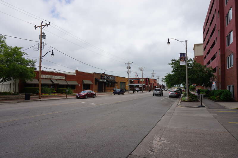 Sheridan Avenue in the Bricktown district of Oklahoma City, Oklahoma (United States).
