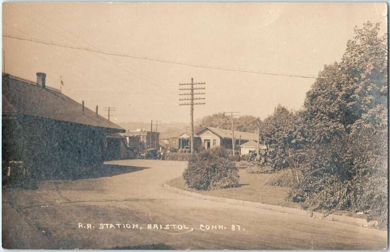 Divided back postcard of Bristol station and freight house