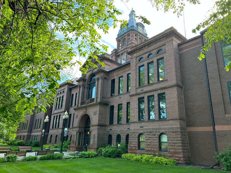 View of Cass County Courthouse in Fargo from the right side.