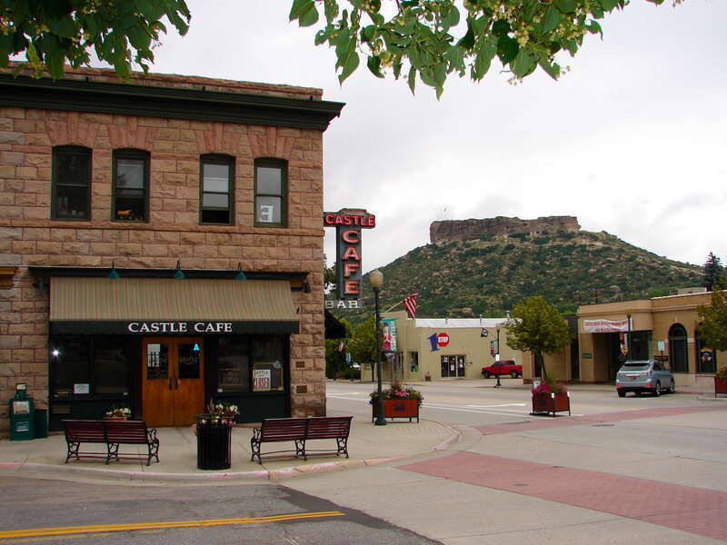 Keystone Hotel in Castle Rock, CO, on NRHP since June 20, 1997. At 219 and 223 4th St.

across from the courthouse in Castle Rock.  Now used as a cafe/bar.  Castle Rock formation in the background.
