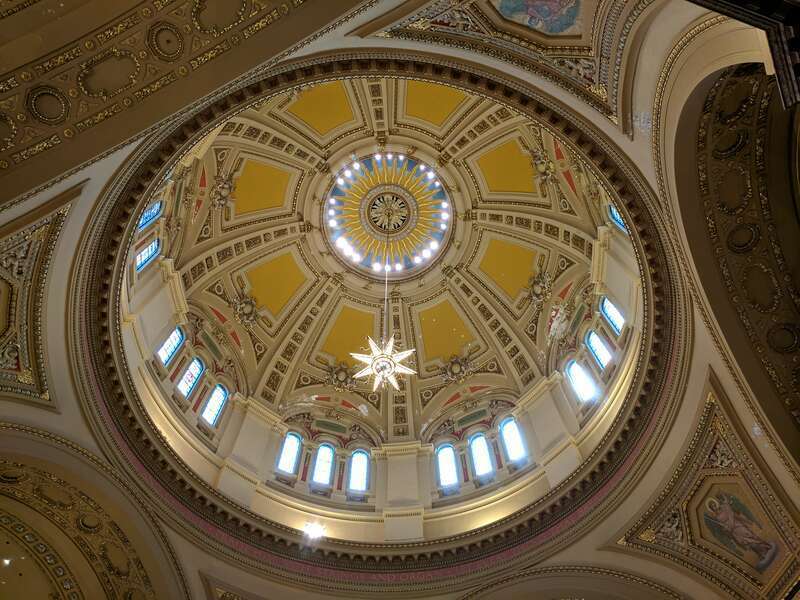 Looking up in the center at the done