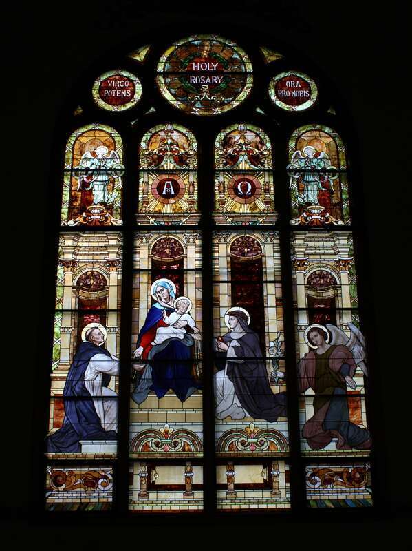 One of the large stained glass windows in the Cathedral of St. Mary in Fargo, North Dakota