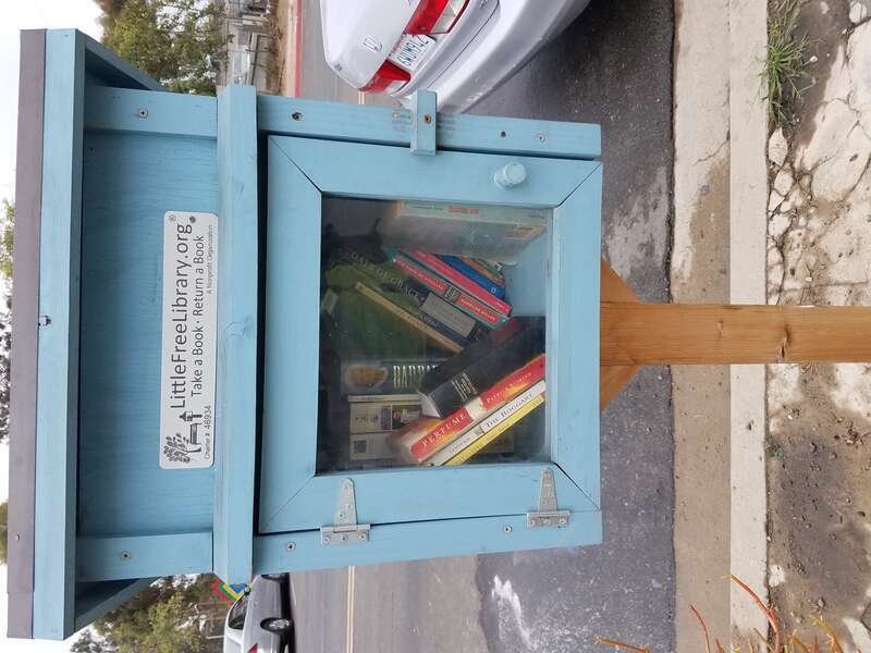 A Little Free Library on Boston Avenue in the Barrio Logan neighborhood of San Diego