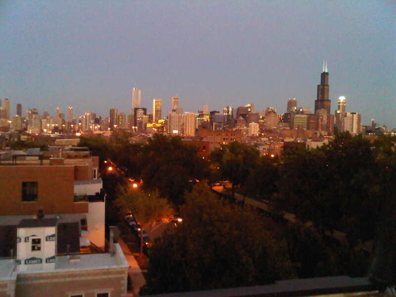Chicago skyline in 2010 with Bickerdike Square Park