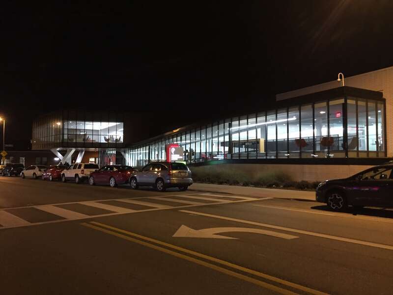 Northside Branch of the Columbus Metropolitan Library at night in 2018