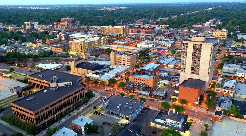 Downtown Royal Oak, Michigan near 11 Mile Rd and Main Street looking northeast.