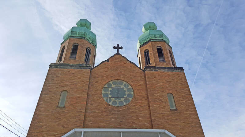Towers of St. Vladimir's Ukrainian Orthodox Church located at 2280 W. 11th Street in the Tremont neighborhood of Cleveland, Ohio, in the United States.
St. Vladimir's parish was founded in 1924 by immigrants from western Ukraine. The congregation
