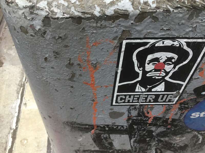 Sticker art on East 3rd Street in the East Village